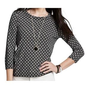 Ann‎ Taylor Cotton Blend Graphic Print Petite Sweater  3/4 Sleeve, Size XSP